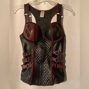 DC Comics Black and Red Harley Quinn Corset Top